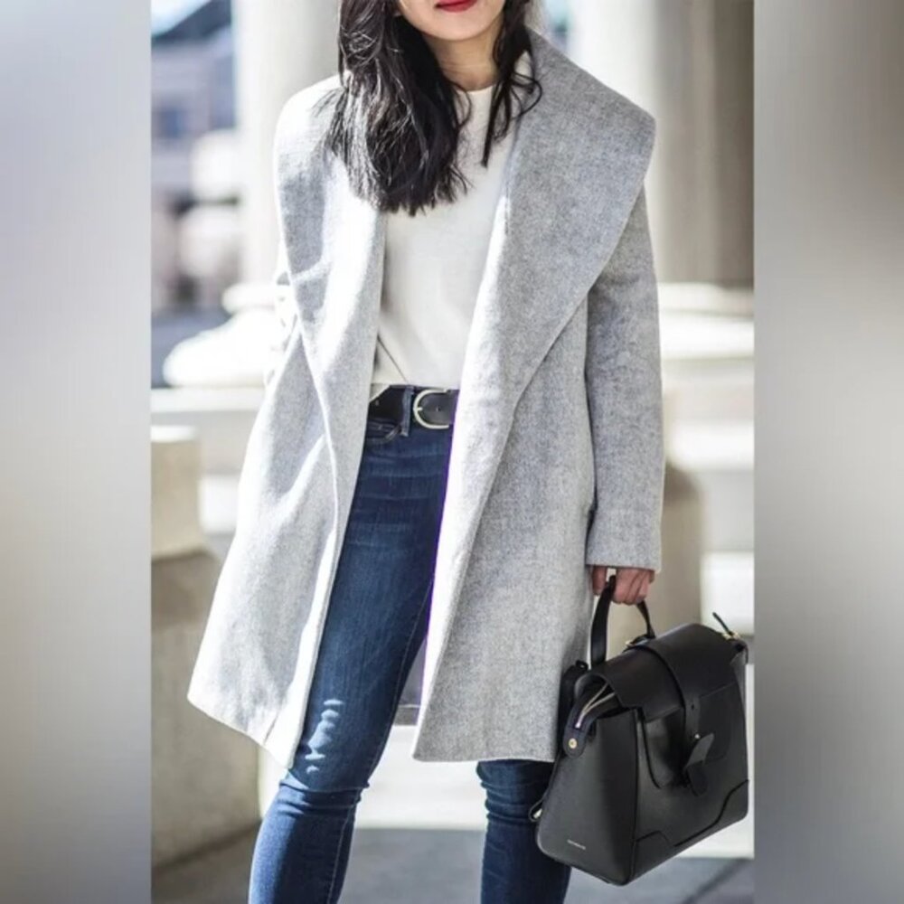 Club Monaco: Rylie Wrap Coat Light Heather Gray